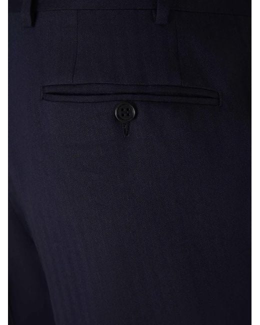 Canali Blue Wool Tailored Trousers for men