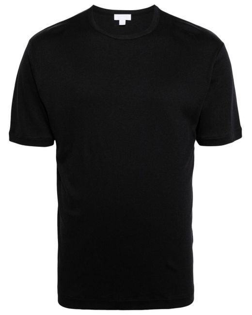 Crew-neck cotton T-shirt Sunspel pour homme en coloris Black