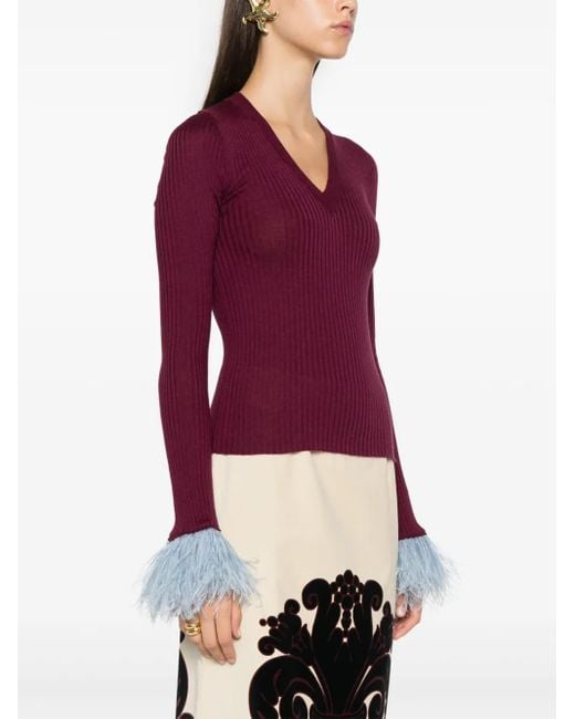 LaDoubleJ Red Ribbed Jumper