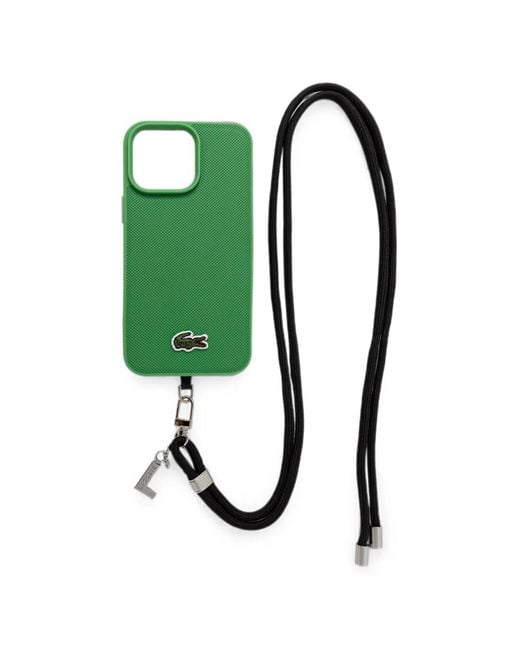 Lacoste Green Logo-Patch Lanyard Iphone 16 Case