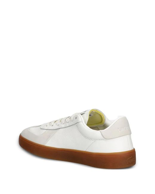 Lacoste White Panelled Leather Sneakers