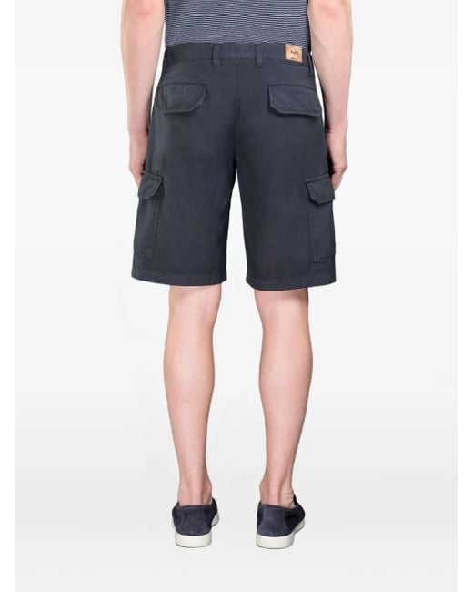 Moorer Blue Buttoned Cargo Shorts for men