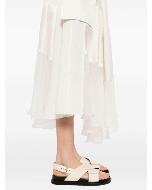 Sacai White Asymmetric Panelled Skirt