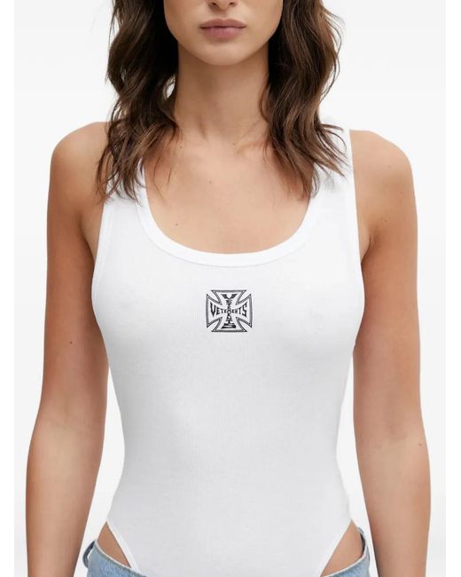 Vetements White Scoop-Neck Bodysuit