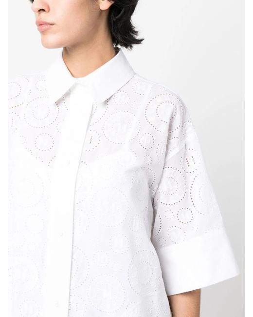Karl Lagerfeld White Broderie Anglaise Mini Shirtdress