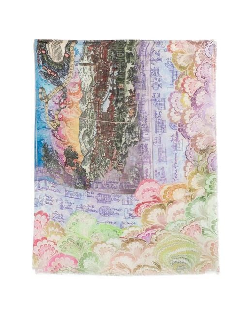 Faliero Sarti White X Paolo Fiumi Fiorentina Printed Scarf