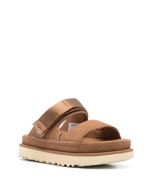 Ugg Brown Chestnut Leather Textile Sandals
