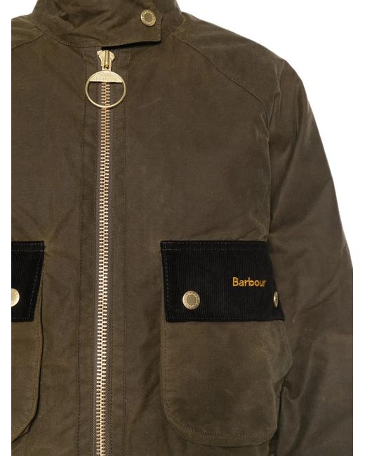 Barbour Brown Corduroy-Trim Zip-Fastening Jacket