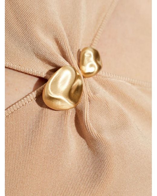 Cult Gaia Natural Katherine Mock-Neck Top