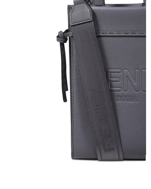 Fendi Blue Logo-Embossed Tote Bag for men