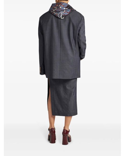 Etro Blue Logo-Engraved Buttons Oversized Jacket