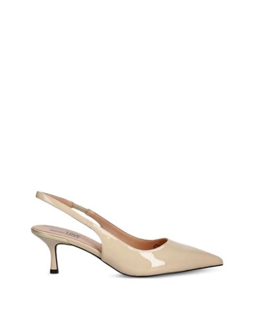 Love Moschino Natural Pointed Leather Pumps