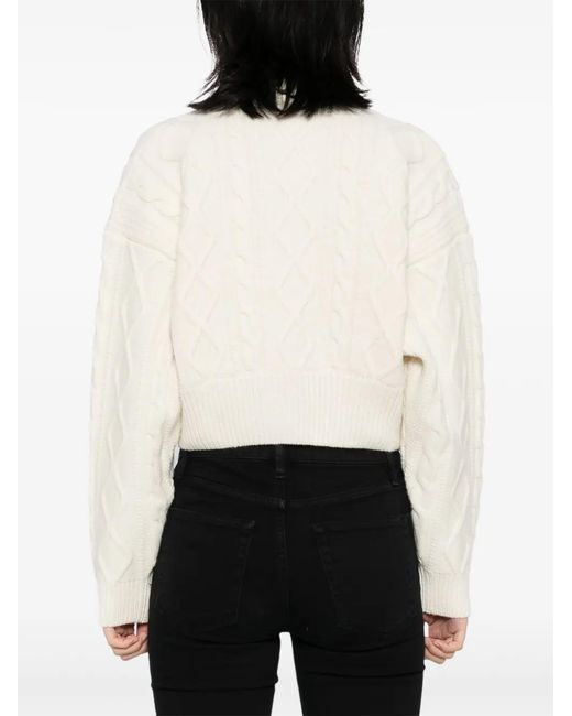 FRAME White Cable-Knit Cardigan