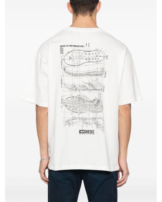 DIESEL White Graphic-print Cotton T-shirt for men
