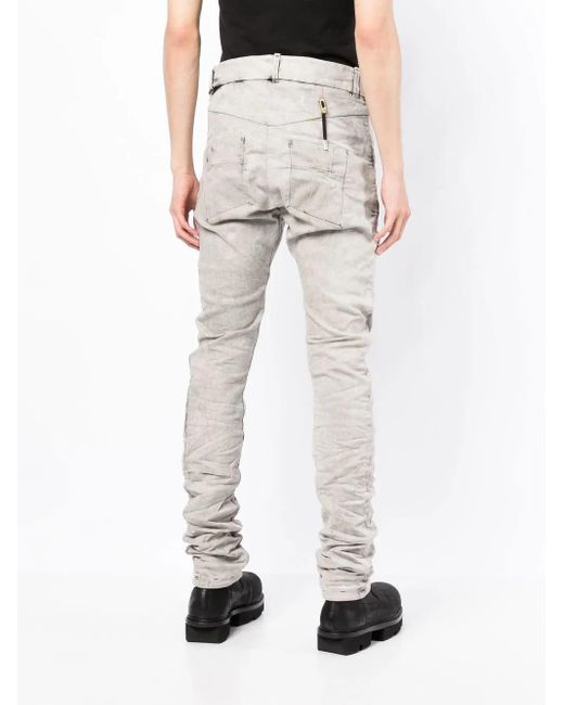 Boris Bidjan Saberi Gray Ruched Skinny-Fit Jeans for men