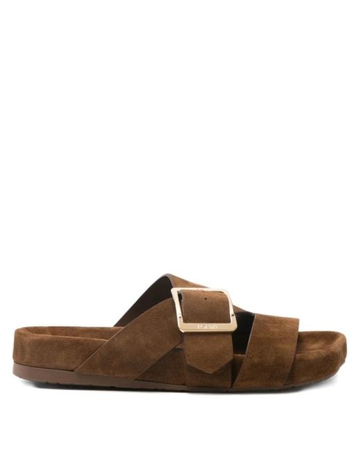 Loewe Brown Ease Buckle Suede Sandals