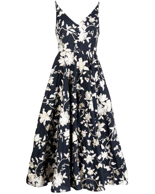 Erdem Eloise Floral-embroidered Midi Dress in Blue | Lyst