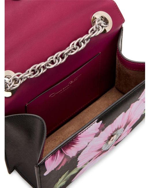 Oscar de la Renta Gray Tro Floral-print Shoulder Bag