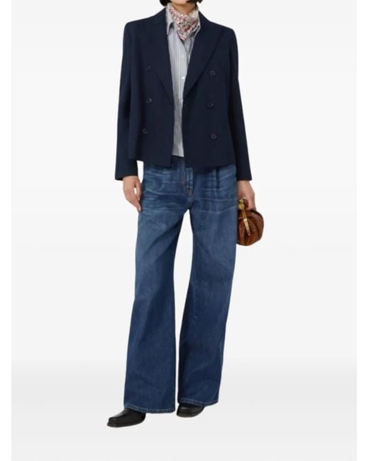 Weekend by Maxmara Blue Tappeto Double-Breasted Button Jacket