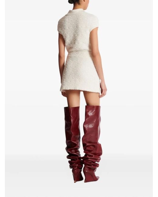 Balmain White Tweed-Minirock Mit Reißverschluss
