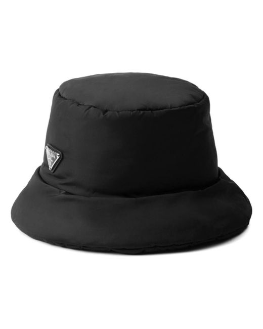 Prada Black Logo-appliqué Padded Bucket Hat for men