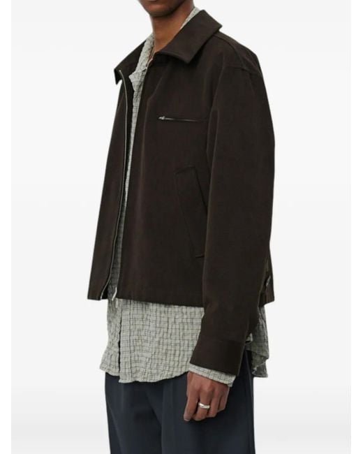mfpen Black Postal Brushed-Cotton Jacket for men