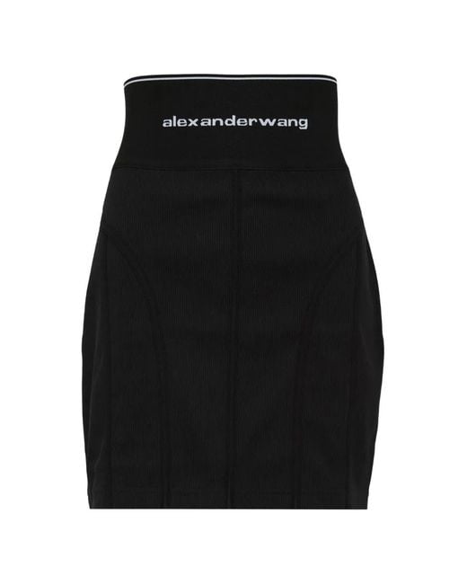 Alexander Wang Black Ribbed High-Waisted Midi Skirt