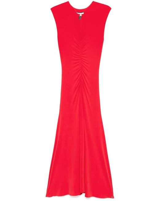 Nissa Red Ruched Maxi Dress