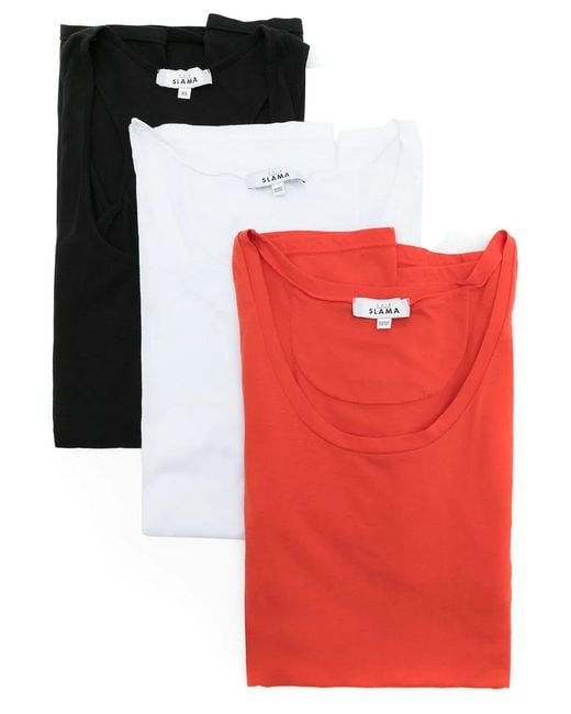 Amir Slama Red Three-Pack Tops