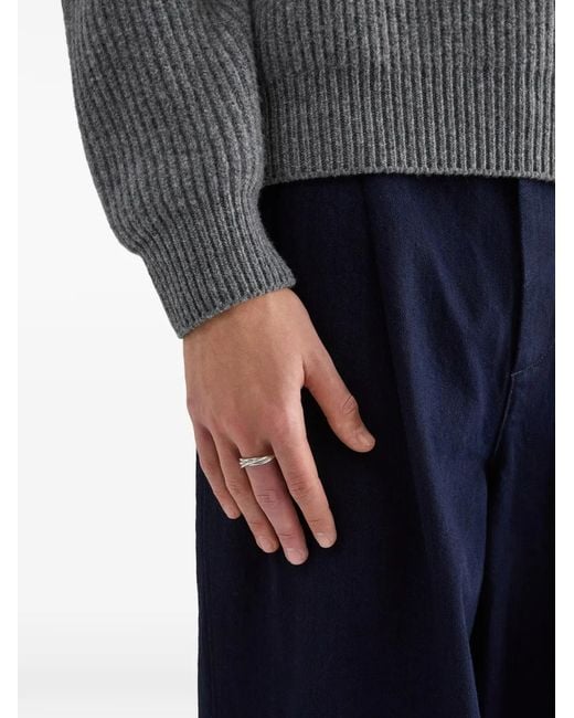 Jil Sander White Bague À Design Superposé for men