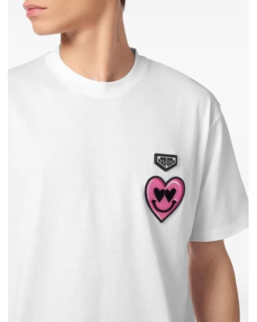 Philipp Plein White Smile Patch T-Shirt for men