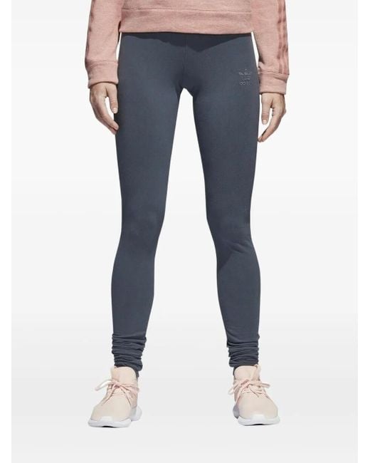 Adidas Blue Logo-Embellished Leggings