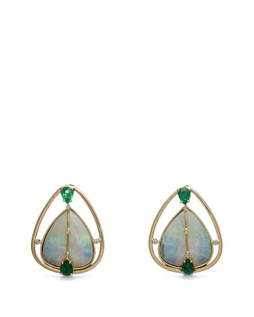 DENISE CASSOU Green Opal And Emerald Earrings