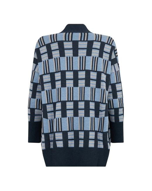 Moorer Blue Geometric-Pattern Cardigan