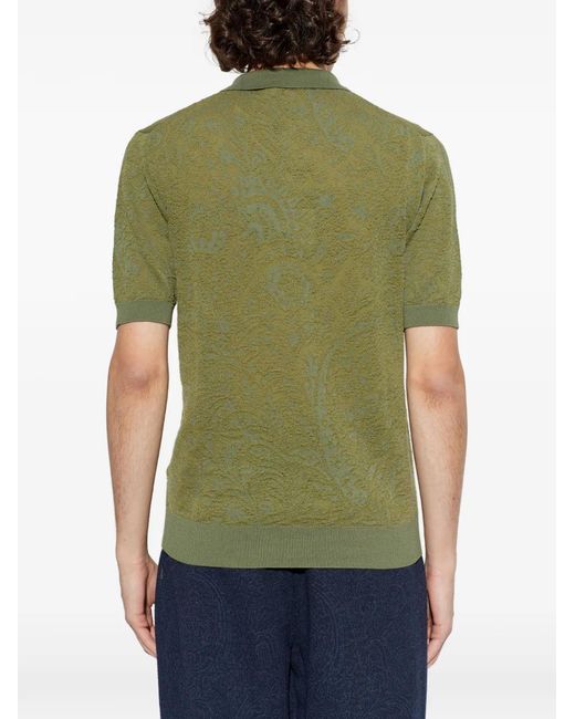 Etro Green Patterned Polo Shirt for men
