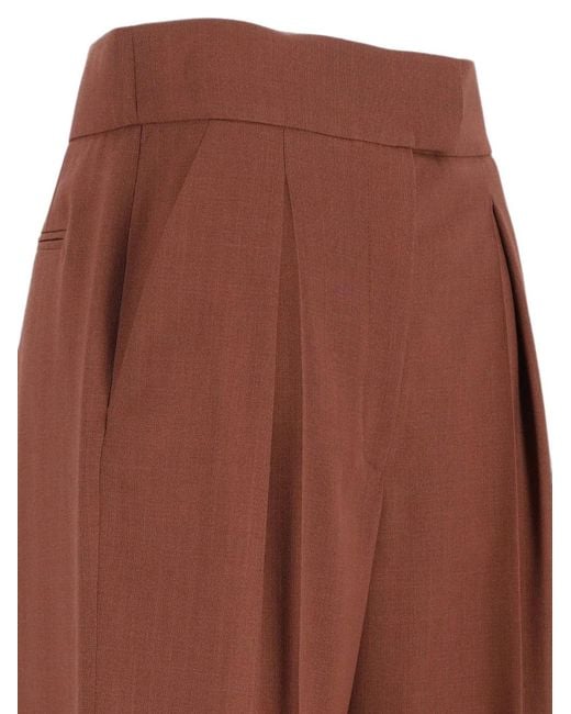 Valentino Garavani Brown Pleated Straight-Leg Trousers