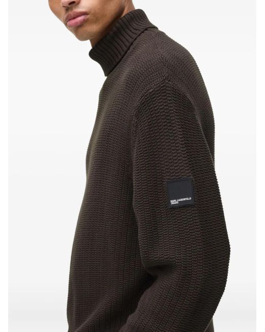 Maglione A Collo Alto di Karl Lagerfeld in Black da Uomo
