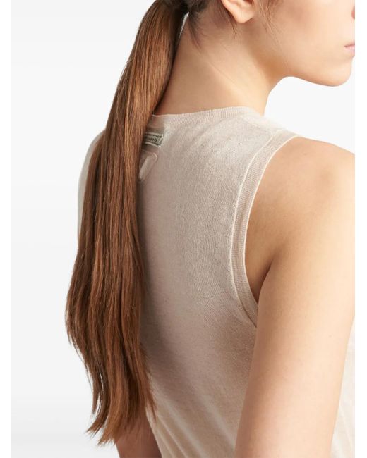 Prada Natural Buttoned Cashmere Tank Top