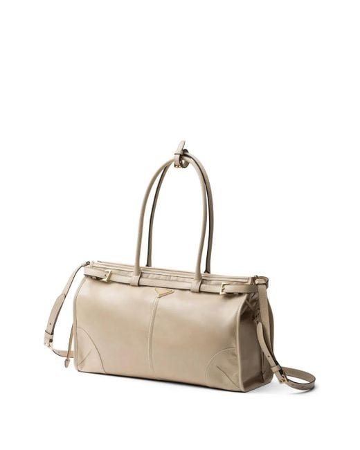 Prada Natural Bonnie Large Leather Handbag
