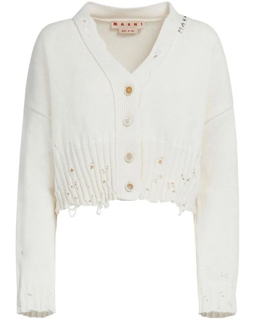 Marni ダメージ カーディガン White