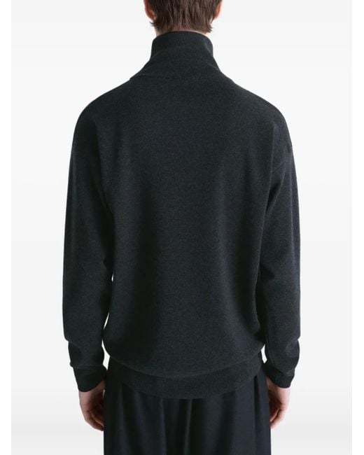 Lemaire Blue High-Neck Wool Sweater for men