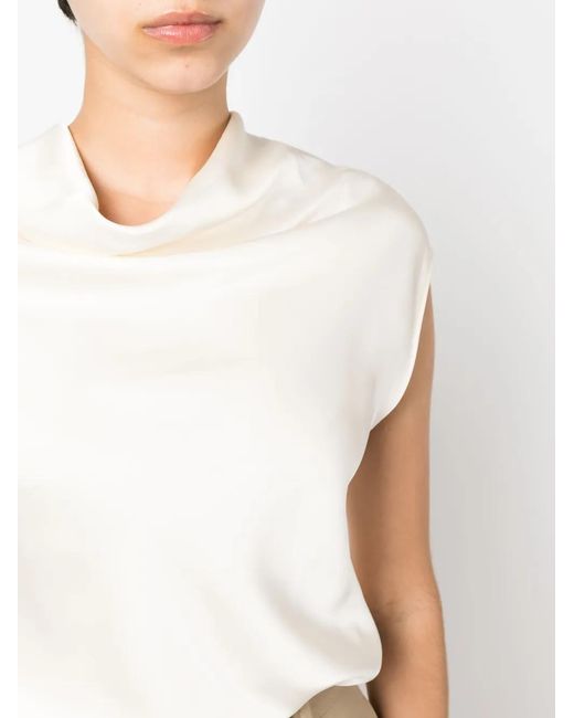 Philosophy Di Lorenzo Serafini Natural Satin Mock-Neck Blouse