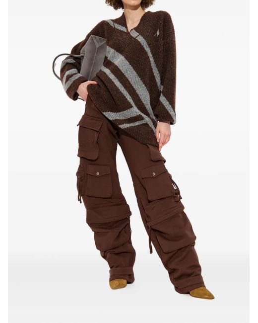 The Attico Brown Diagonal-Stripe Sweater