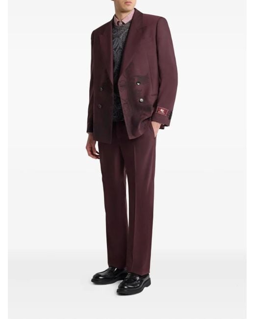 Etro Purple Wool Tailored Trousers for men