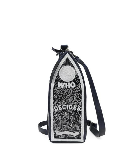 Who Decides War White Embroidered Crossbody Bag for men