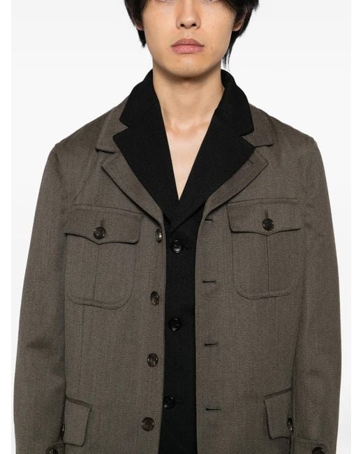Comme des Garçons Gray Button-Up Layered Jacket for men