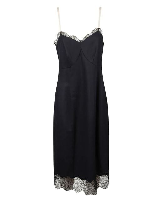 Carven Midi-Jurk Met Kanten Afwerking in het Black