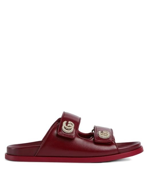 Gucci Red Sandale Mit Kristall Double G
