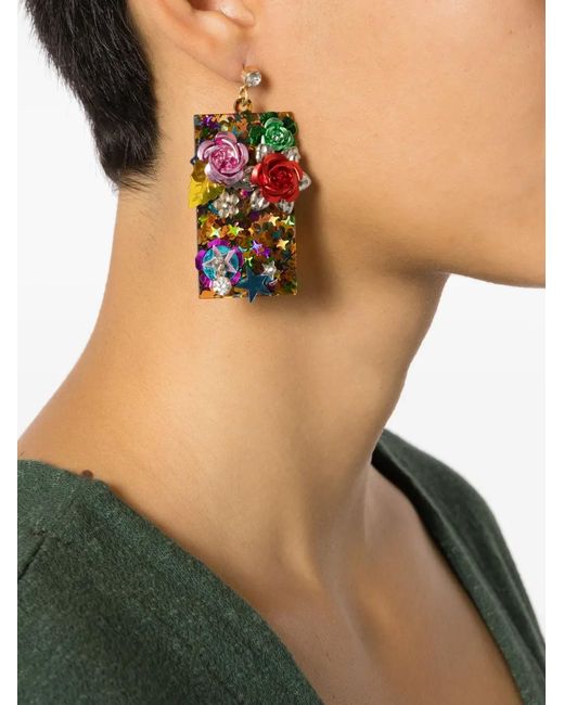 Amir Slama White Star-Appliqué Necklace Earrings Set