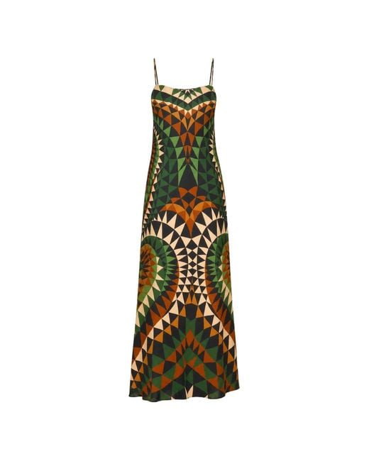 Farm Rio White Heart Deco Geometric-Print Maxi Dress